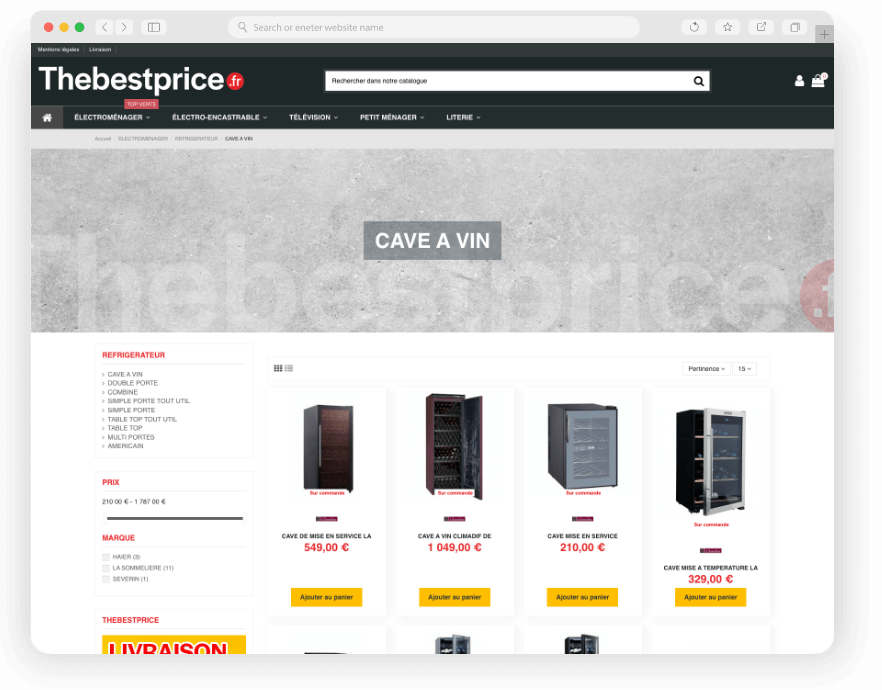 TheBestPrice Création Site E-commerce Vente d'électroménager