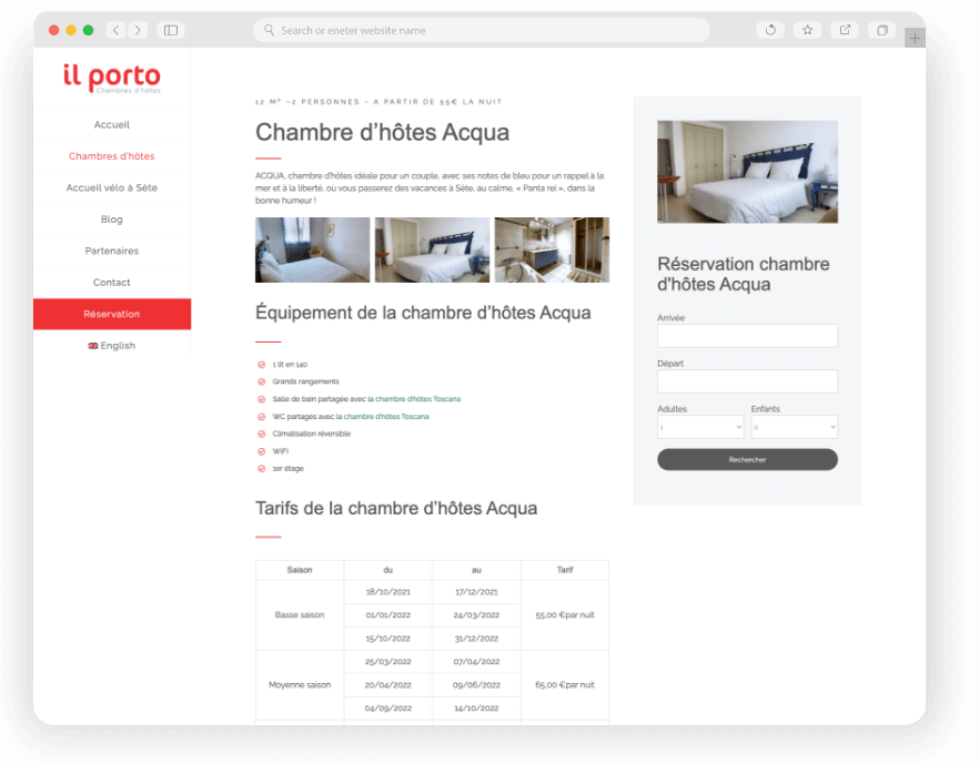 Création WebDesign Site internet Réservation Booking Airbnb